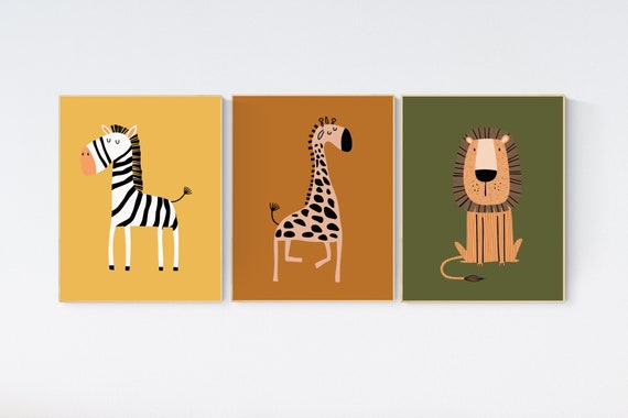 Safari Nursery Wall Prints, Boho Nursery Prints, jungle animals, earth colors, Nursery Art, animal Nursery Decor, animal prints