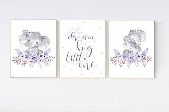 Nursery decor girl boho, lilac and pink, nursery decor girl elephant, purple and pink, nursery decor girl floral, lilac nursery decor