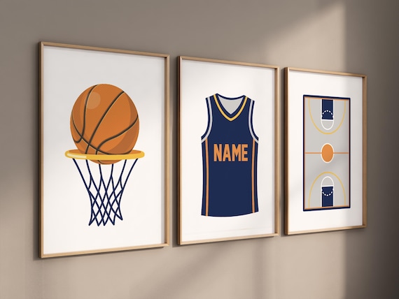 Basketball wall art, personalized sports prints, basketball jersey decor, sports-themed room, basketball hoop poster, kids room artwork