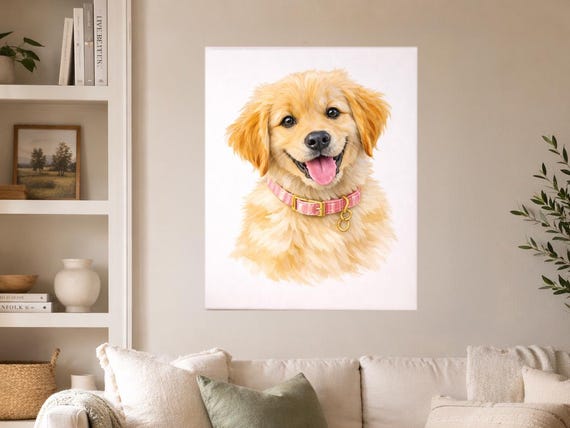 Custom Dog Portrait Print, Personalized Pet Portrait Wall Art