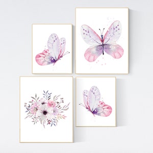 Schmetterling für&#39;s Kinderzimmer, lila, pink, lila, fürs Kinderzimmer, Wandbild für&#39;s Kinderzimmer, lila, rosa und lila