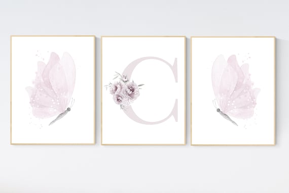 Butterfly nursery wall art, dusty rose nursery, Girl Nursery Art, Butterfly Nursery Decor, girls room decor, girl nursery decor, baby room