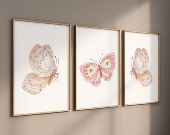 Nursery decor girl butterfly, Butterfly Nursery Art, Girl Nursery Art, Butterfly Nursery Decor for Baby Girl, flower nursery, light pink