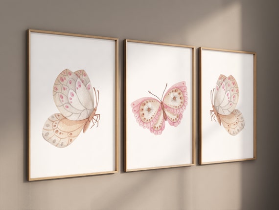 Nursery decor girl butterfly, Butterfly Nursery Art, Girl Nursery Art, Butterfly Nursery Decor for Baby Girl, flower nursery, light pink