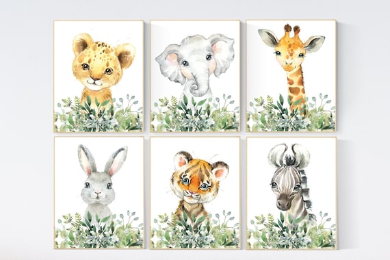 Safari animals, Animal prints nursery, gender neutral nursery, Animals Nursery Prints, Woodland Nursery Decor, Safari Nursery Wall Art