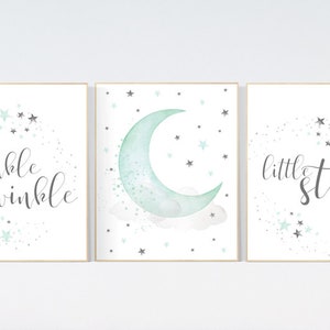 Gender neutral nursery, mint nursery, Twinkle twinkle little star, moon nursery, cloud and stars, Nursery decor neutral, nursery wall decor