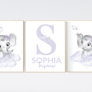 Nursery decor girl purple, nursery decor elephant girl, Girls room decor purple, moon and stars, nursery decor girl lavender, lilac nursery