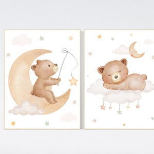 Nursery decor bear, nursery decor boy, bear nursery print, teddy bear decor, nursery wall art animals, boy nursery art, neutral colors