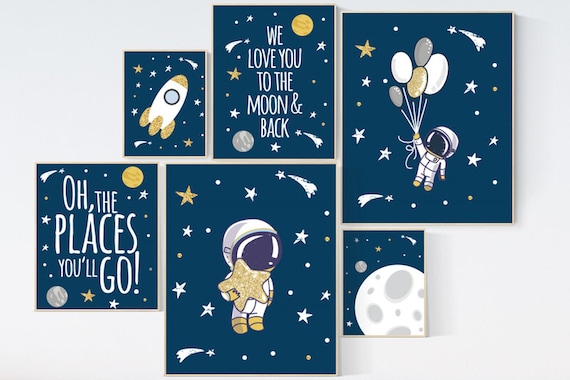 Nursery decor boy space, space poster for kids, space nursery wall art, boys room decor space, planets nursery print, astronaut nursery