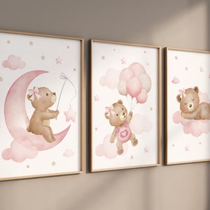 Teddybär in rosa und rosa, Bären Illustration für Mädchen, rosa Illustration, Illustration für Mädchen und Jungen