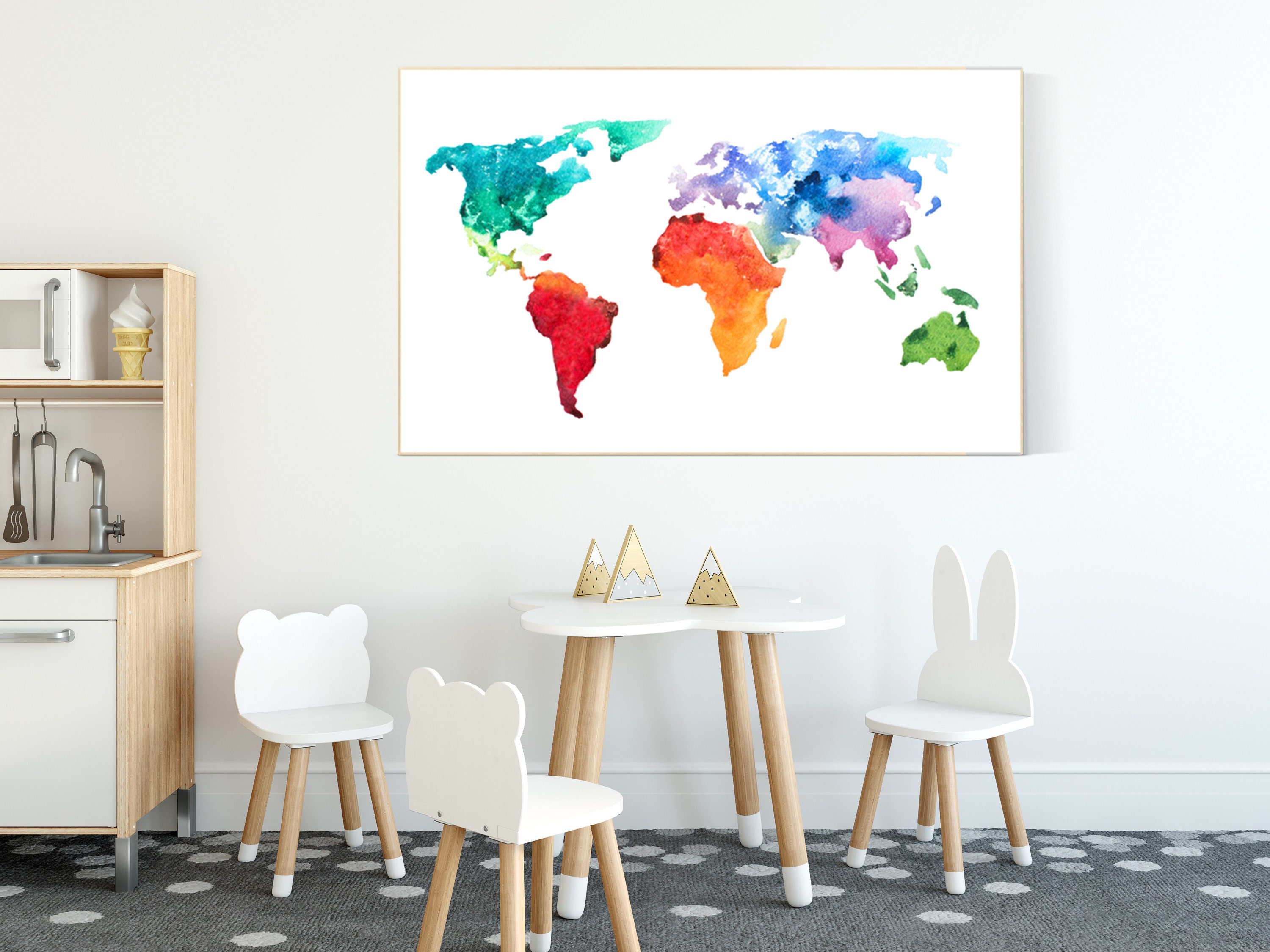 Kids and Nursery World Map Wall Mural