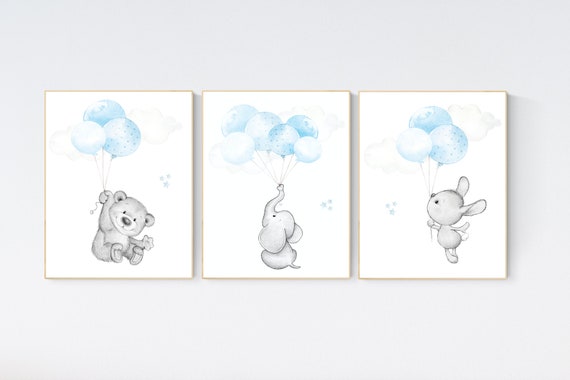 Nursery decor boy, Blue nursery decor, animal nursery, animal prints, nursery decor boy elephant, bear nursery, baby boy nursery room