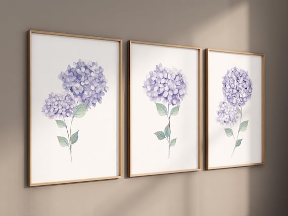 Hydrangea wall art, purple Hydrangea, Botanical Print, Watercolor flower Print, Boho Floral print, flower print, nursery wall art, lilac