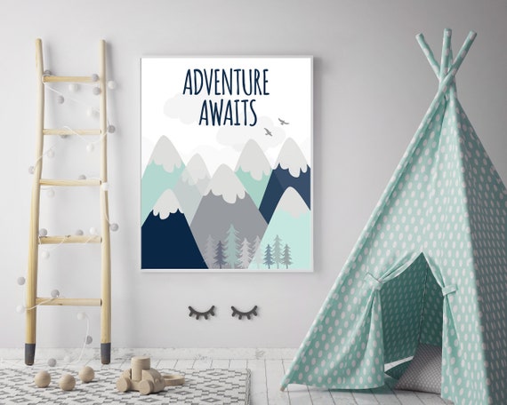 Mountain DOOR SIGN Outdoors Adventure Bedroom Nursery Wall Art 