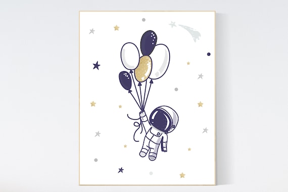 Space nursery, outer space nursery wall art, nursery decor gender neutral, baby boy, moon print, playroom decor, kids room, space art, grey