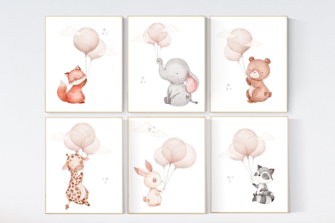Nursery Wall Art Animals, Gender Neutral Nursery, Neutral Nursery, Baby ...
