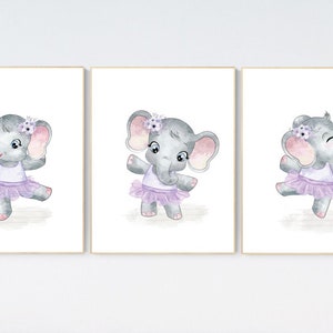 Ballerina elephant, baby room decor girl, purple, lilac, Elephant nursery art, nursery prints girl, nursery print, lavender, ballet theme