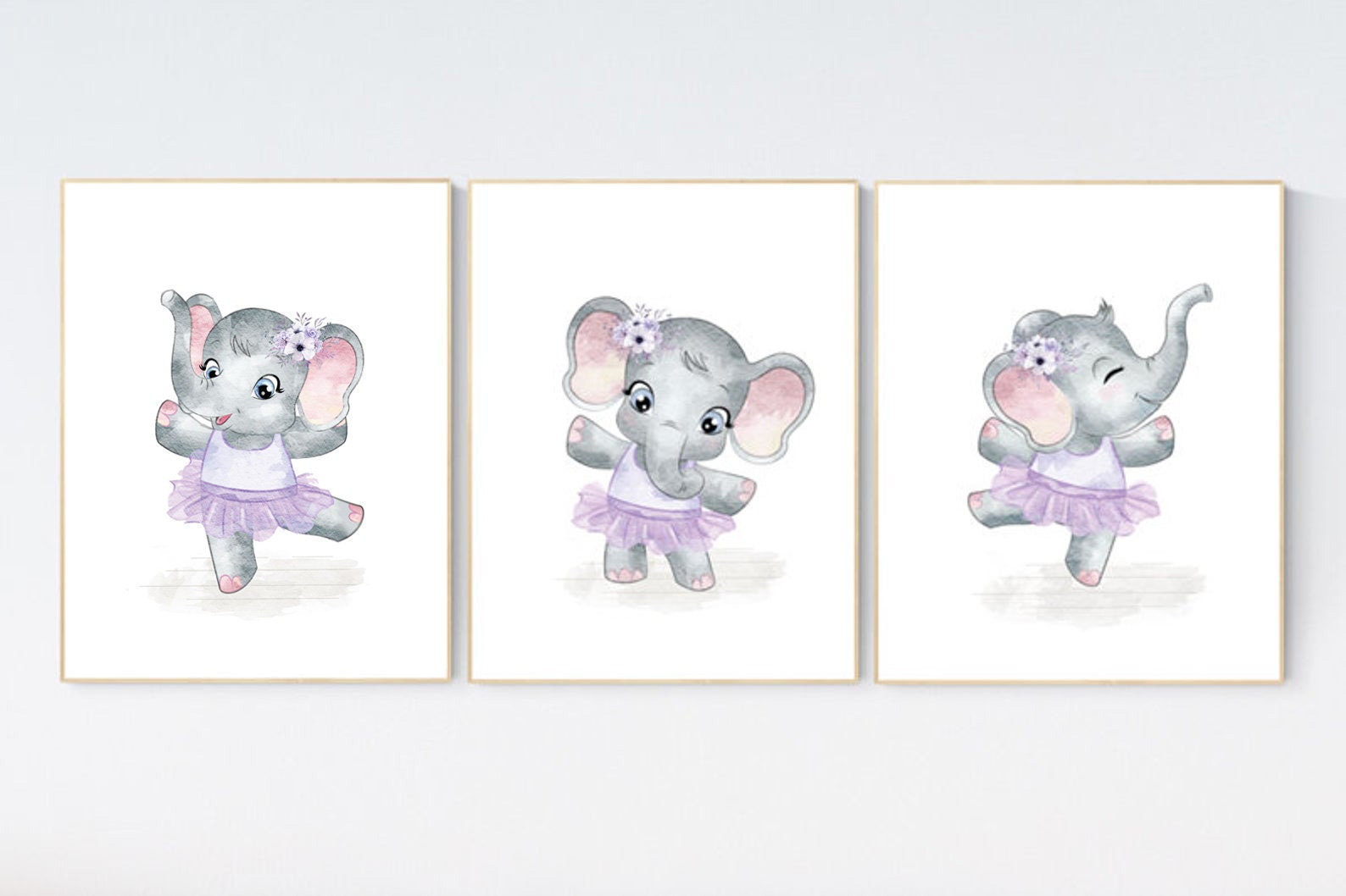 Ballerina elephant baby room decor girl purple lilac Elephant