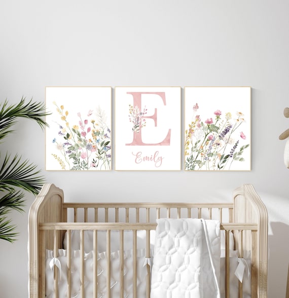 Boho Nursery wall art, Wildflower Nursery Decor, Floral Nursery, Girl Nursery Decor, vintage flower nursery, Botanical Print, home decor