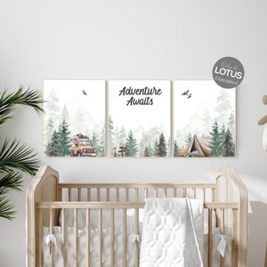 Nursery decor woodland, green nursery, Camping Prints, Adventure Nursery Decor, woodland nursery, forest nursery, adventure awaits, sage
