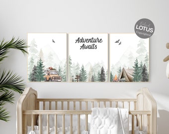 Woodland Nursery Prints: Camping Adventure Awaits