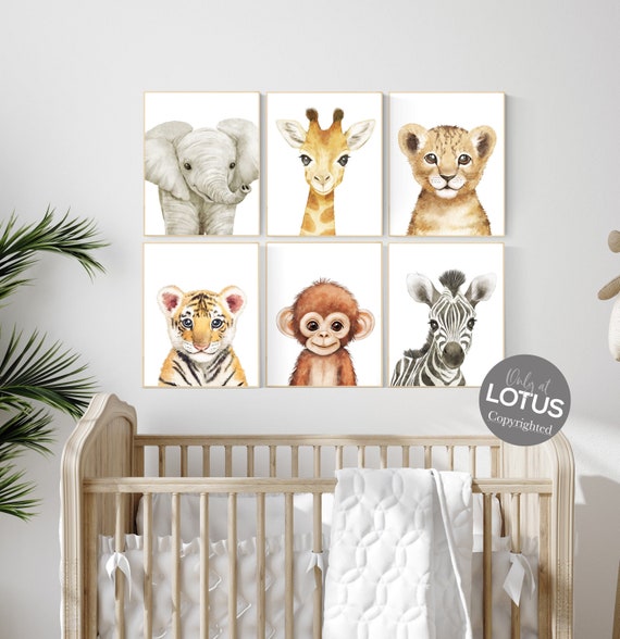 Safari Nursery Decor, Set of 6, Safari Nursery Prints, animal nursery wall art, Boho Nursery Wall Art, Safari Baby Animal Prints