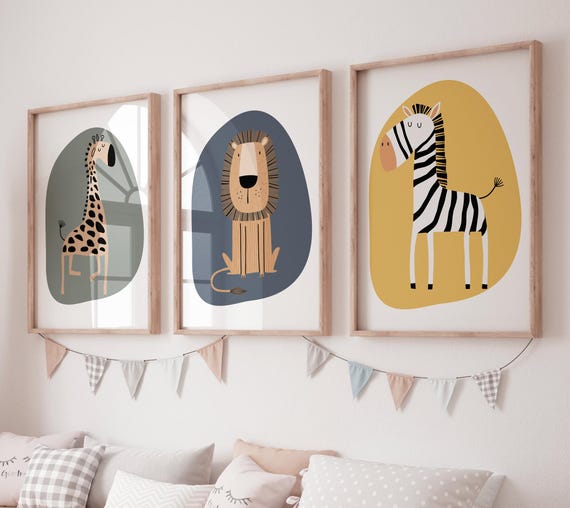 Safari Nursery Wall Prints, Boho Nursery Prints, jungle animals, earth colors, Nursery Art, animal Nursery Decor, animal prints