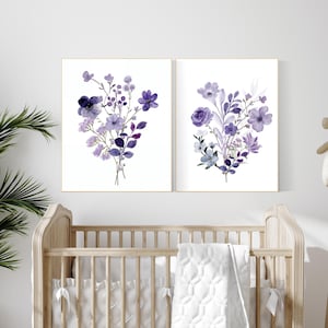Purple flower nursery decor, Nursery decor girl purple, nursery decor girl flower, lavender nursery, lilac nursery, girls room decor purple