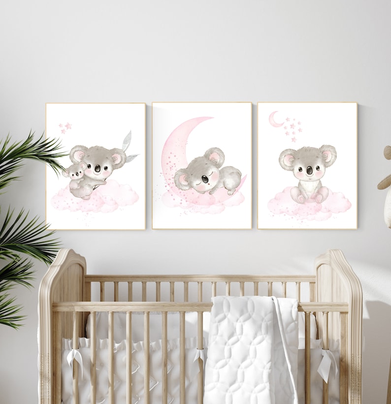 Nursery Decor Girl Koala Nursery Decor Koala Print Pink Etsy
