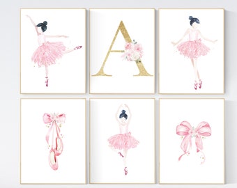 Ballerina Nursery Print, Girls Ballet Decor, Pink Watercolor Art