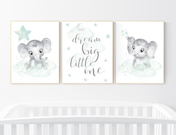 Elephant themed nursery, nursery pictures, baby room pictures, gender neutral, nursery decor neutral, mint green nursery, baby room ideas