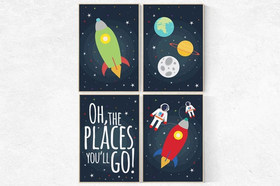 Nursery decor boy space, Space nursery decor, rocket, planets, moon, boys room decor, Boys space nursery prints, Nursery moon decor boy