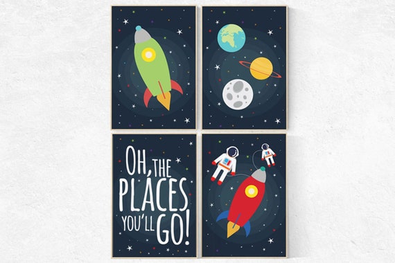 Nursery decor boy space, Space nursery decor, rocket, planets, moon, boys room decor, Boys space nursery prints, Nursery moon decor boy