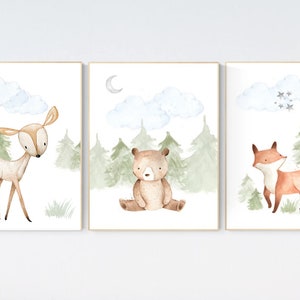 Nursery decor woodland, Woodland Nursery Wall Art, Woodland Print Set, animal prints, Woodland Animal Prints, gender neutral nursery