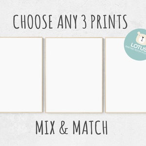 Choose Any 3 prints, Mix and match! Custom nursery decor, Custom nursery art, set of 3 prints, nursery decor girl, nursery decor boy, prints