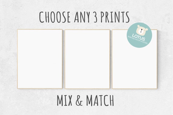 Custom Order: Choose Any 3 prints, Mix and match! Custom nursery decor, Custom nursery art, set of 3 prints, nursery decor girl