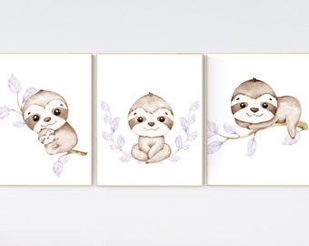 Sloth Nursery Prints: Gender Neutral Baby Animal Wall Art