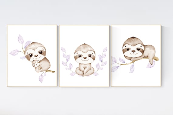 Sloth nursery decor, gender neutral, sloth prints, nursery wall art, nursery prints animals, nursery decor boy, nursery decor girl