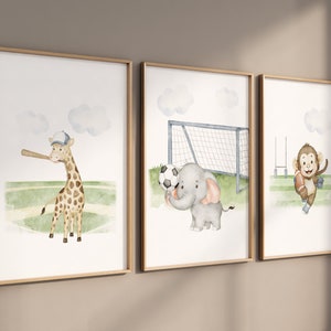 Sports nursery decor, Baby Animals Sport, Baby boy sports nursery, Safari nursery decor, football nursery, baseball nursery, golf nursery