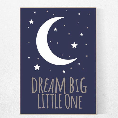Nursery Decor Boy Navy Nursery Wall Art Boy Moon and Stars Etsy