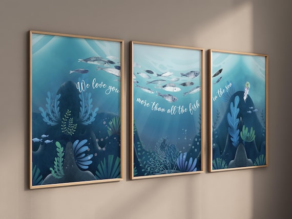 Under the sea wall art, Ocean nursery decor, Nautical nursery print set, under the sea nursery, gender neutral nursery, ocean, nautical