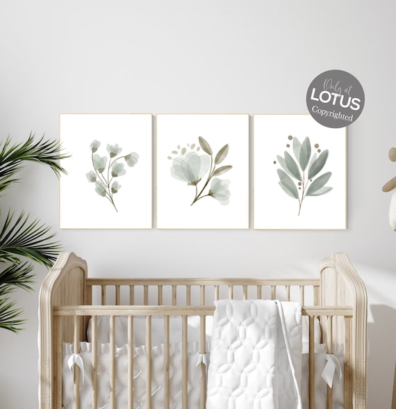 Boho nursery, sage green nursery, flower Nursery Wall Art, Neutral Nursery Decor, Neutral colors, Boho Nursery decor