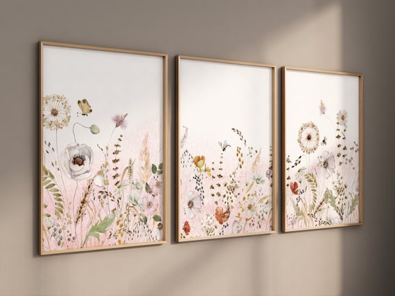 Boho Nursery wall art, Wildflower Nursery Decor, Floral Nursery, Girl Nursery Decor, vintage flower nursery, Botanical Print, home decor