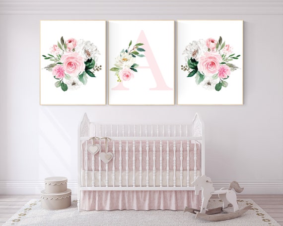 Nursery decor girl pink, nursery decor flower, nursery decor girl floral, flower nursery, girl nursery wall art, pink nursery, boho nursery