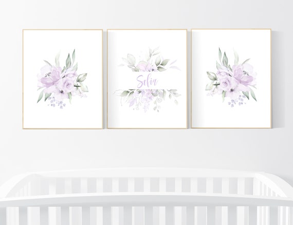 Nursery decor girl flower, Nursery decor girl purple, nursery decor girl flower, lavender, lilac nursery, nursery decor girl name, boho