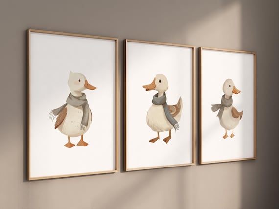 Goose Nursery wall art, Goose Gallery wall art, Baby girl nursery ideas, Goose Nursery, Animal Themed Decor, animal prints, gender neutral