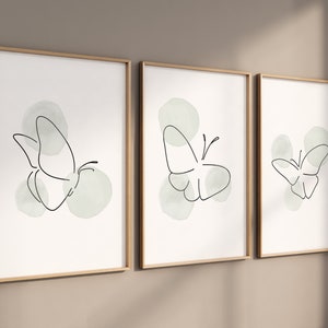 Nursery decor girl butterflies, Butterfly Nursery Art,  line art, Girl Nursery Art, sage nursery, green nursery, Butterfly Art
