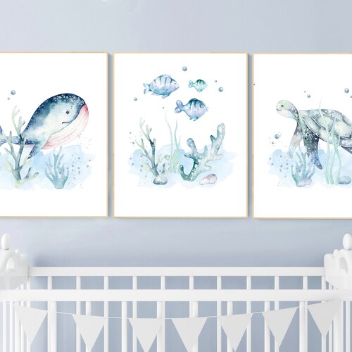 Nursery Decor Boy Ocean Nursery Wall Art Ocean Under the Sea Etsy