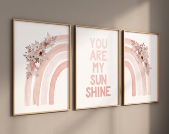Floral Rainbow Nursery Print: Boho Wildflower Wall Art