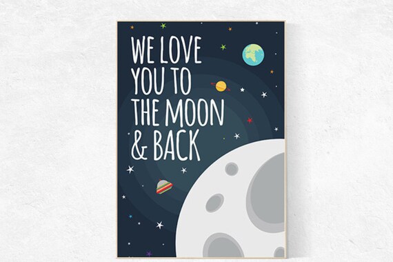 Love you to the moon and back nursery, outer space, space nursery, space nursery decor, outer space nursery wall art, space print, kid room